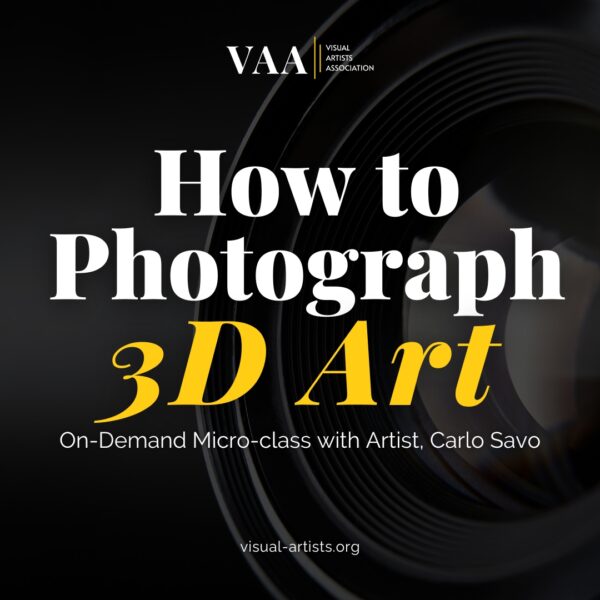 Image of camera lens, with writing overlay How to Photograph 3D Art
